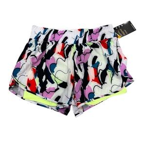 Avia Women's Running Shorts with Bike Liner Scribble Multi-color size Large NWT
